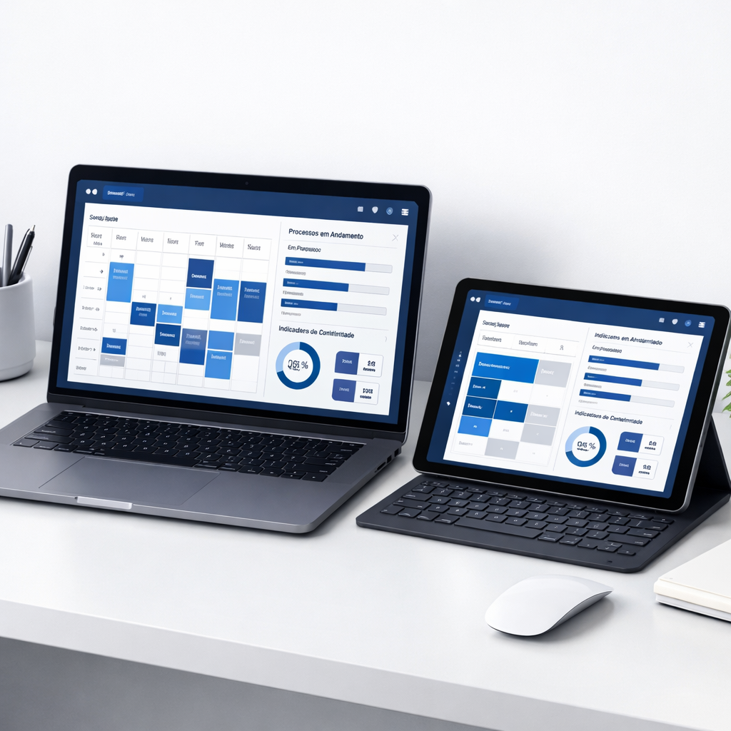 HCP Expert platform interface shown on a laptop with operational dashboard
